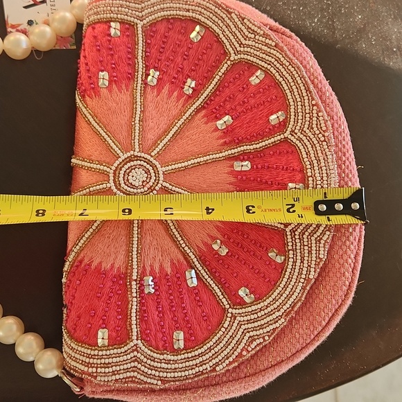 A&B Limited Edition Pink Beaded Women's Bag Grapfruit Purse - Picture 16 of 17